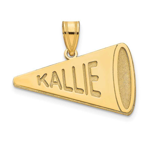 Image of Gold Plated Sterling Silver Lasered Polished Name Megaphone Charm