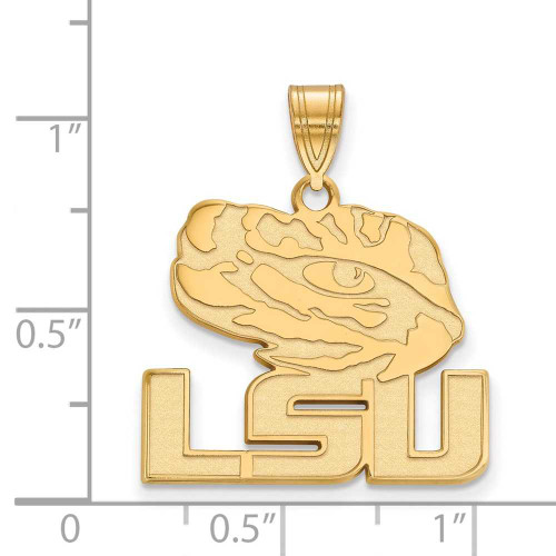 Image of Gold Plated Sterling Silver Louisiana State University Lg Pendant LogoArt GP076