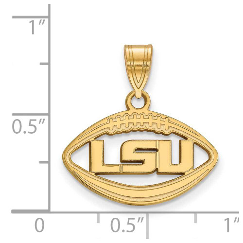 Image of Gold Plated Sterling Silver Louisiana State University Pendant Football LogoArt