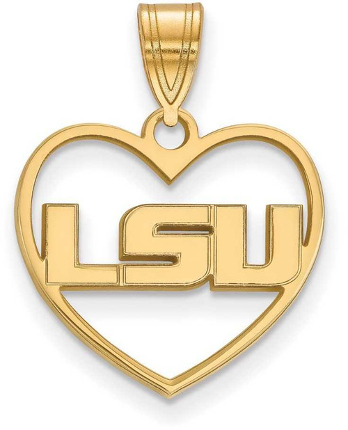 Image of Gold Plated Sterling Silver Louisiana State University Pendant Heart by LogoArt