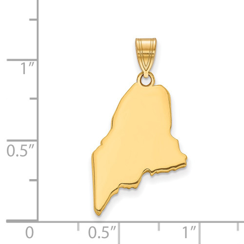 Gold Plated Sterling Silver Maine ME State Pendant