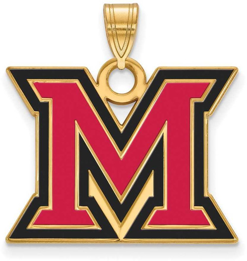 Image of Gold Plated Sterling Silver Miami University Large Enamel Pendant by LogoArt