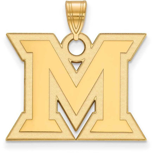 Image of Gold Plated Sterling Silver Miami University Large Pendant by LogoArt (GP004MU)
