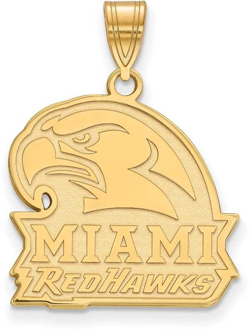 Image of Gold Plated Sterling Silver Miami University Large Pendant by LogoArt (GP022MU)