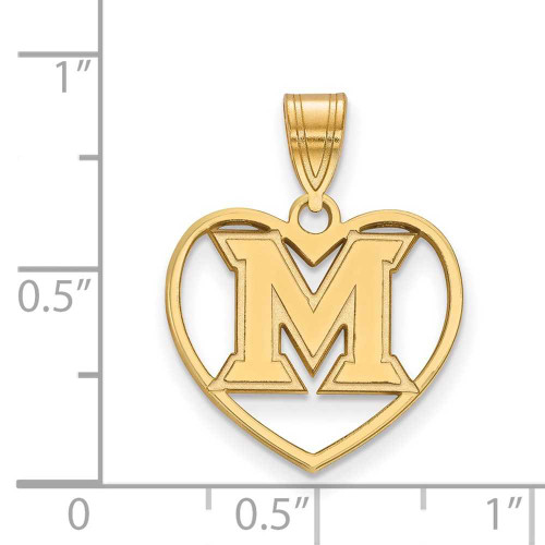 Image of Gold Plated Sterling Silver Miami University Pendant in Heart by LogoArt