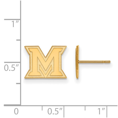 Gold Plated Sterling Silver Miami University XSmall Post Earrings LogoArt GP00