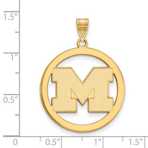 Image of Gold Plated Sterling Silver Michigan (University Of) L Pendant Circle by LogoArt