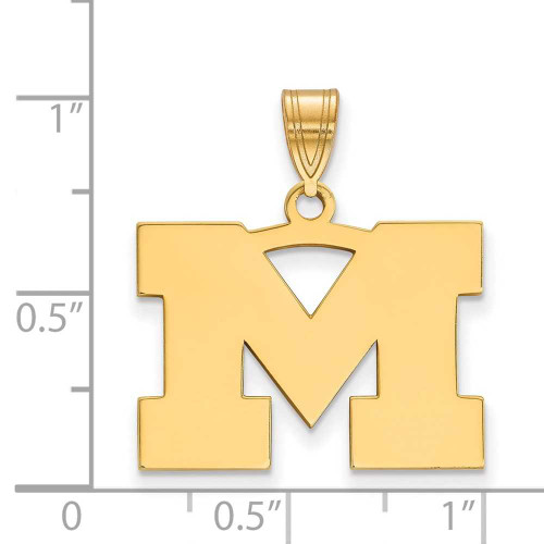 Image of Gold Plated Sterling Silver Michigan (University Of) Medium Pendant by LogoArt