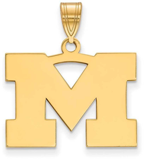 Image of Gold Plated Sterling Silver Michigan (University Of) Medium Pendant by LogoArt