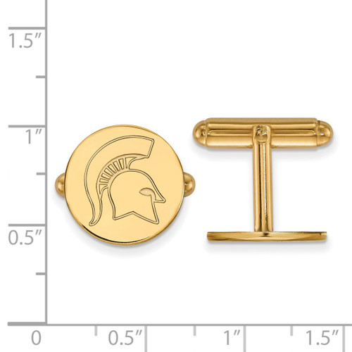 Gold Plated Sterling Silver Michigan State University Cuff Links LogoArt GP053