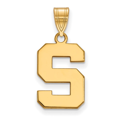 Gold Plated Sterling Silver Michigan State University Med Pendant LogoArt GP003
