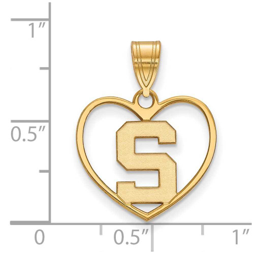 Image of Gold Plated Sterling Silver Michigan State University Pendant Heart by LogoArt