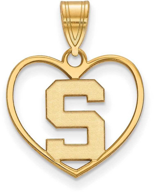 Image of Gold Plated Sterling Silver Michigan State University Pendant Heart by LogoArt