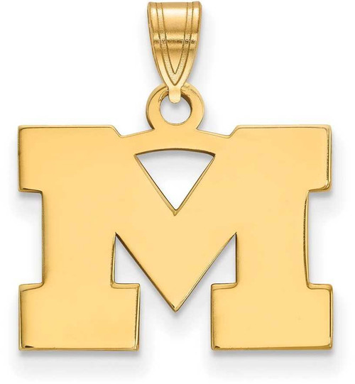 Image of Gold Plated Sterling Silver Michigan University Of Small Pendant LogoArt GP002UM