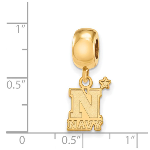 Gold Plated Sterling Silver Navy Small Dangle Bead by LogoArt