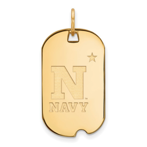 Gold Plated Sterling Silver Navy Small Dog Tag by LogoArt (GP007USN)