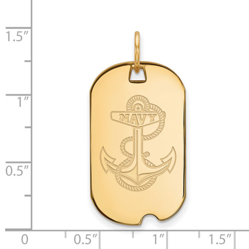 Gold Plated Sterling Silver Navy Small Dog Tag by LogoArt (GP031USN)