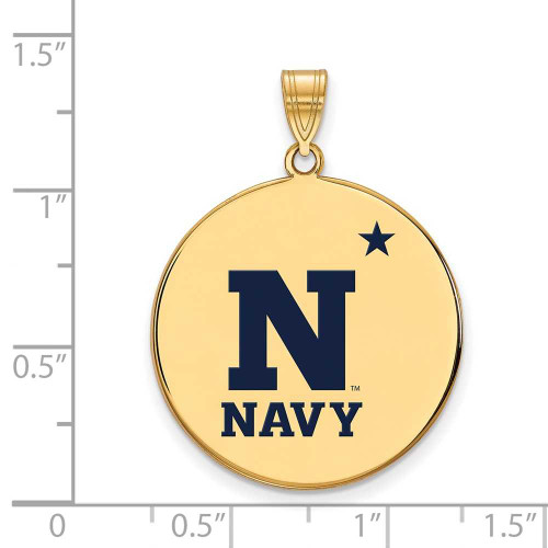 Image of Gold Plated Sterling Silver Navy XL Enamel Disc Pendant by LogoArt