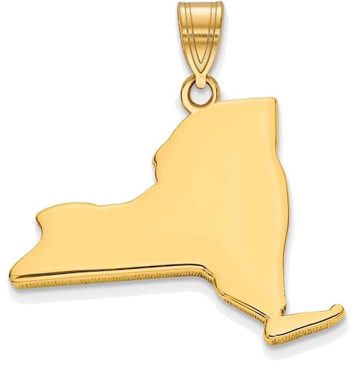 Image of Gold Plated Sterling Silver New York NY State Pendant