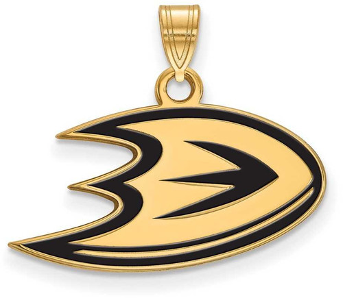 Image of Gold Plated Sterling Silver NHL Anaheim Ducks Small Enamel Pendant by LogoArt