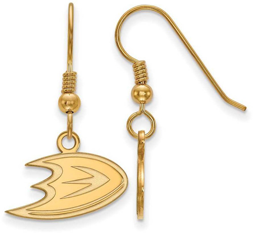 Image of Gold Plated Sterling Silver NHL Anaheim Ducks X-Small Dangle Earrings by LogoArt