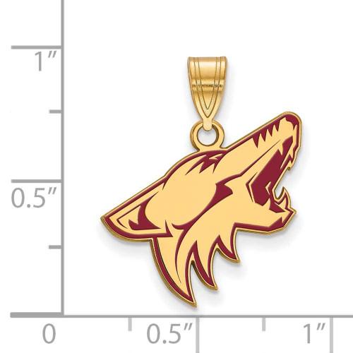 Image of Gold Plated Sterling Silver NHL Arizona Coyotes Large Enamel Pendant by LogoArt