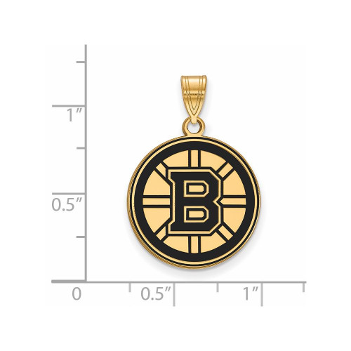 Gold Plated Sterling Silver NHL Boston Bruins Large Pendant by LogoArt GP029BRI
