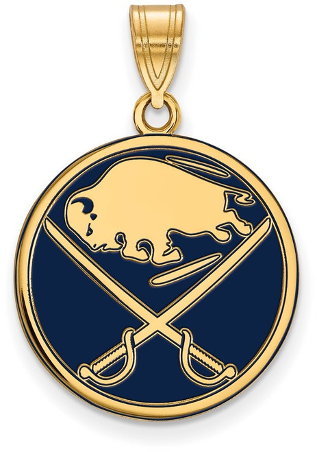 Gold Plated Sterling Silver NHL Buffalo Sabres Large Enamel Pendant by LogoArt