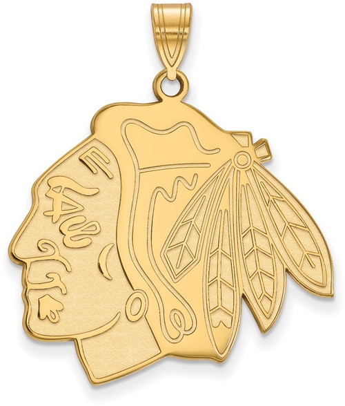 Gold Plated Sterling Silver NHL Chicago Blackhawks XL Pendant by LogoArt