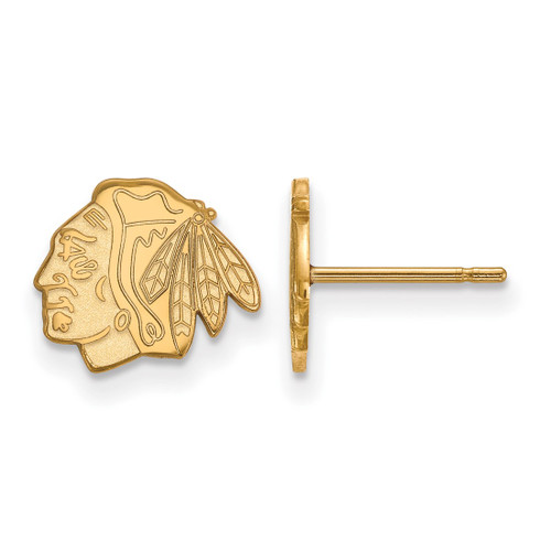 Gold Plated Sterling Silver NHL Chicago Blackhawks X-Small Post LogoArt Earrings