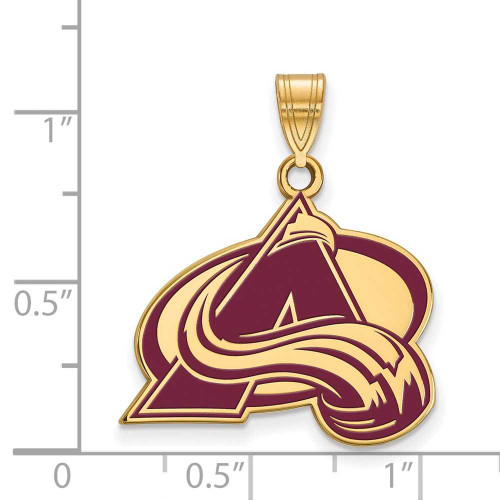 Image of Gold Plated Sterling Silver NHL Colorado Avalanche Large Enamel LogoArt Pendant