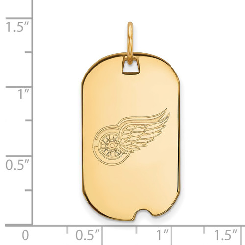 Gold Plated Sterling Silver NHL Detroit Red Wings Small Dog Tag by LogoArt