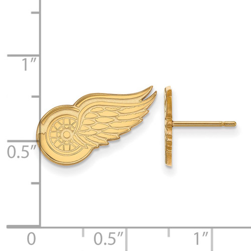 Gold Plated Sterling Silver NHL Detroit Red Wings Small Post Earrings by LogoArt