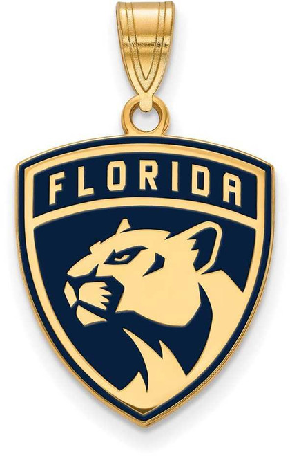Image of Gold Plated Sterling Silver NHL Florida Panthers Large Enamel Pendant by LogoArt