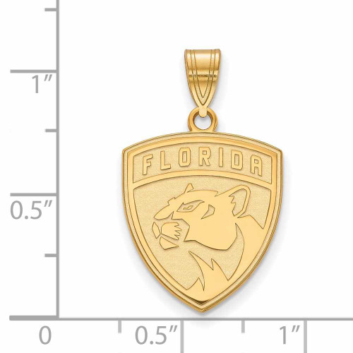 Image of Gold Plated Sterling Silver NHL Florida Panthers Large Pendant by LogoArt
