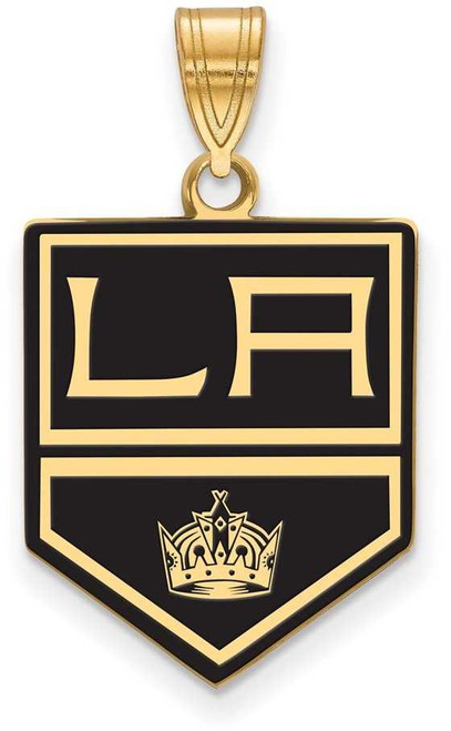 Image of Gold Plated Sterling Silver NHL Los Angeles Kings Large Enamel LogoArt Pendant