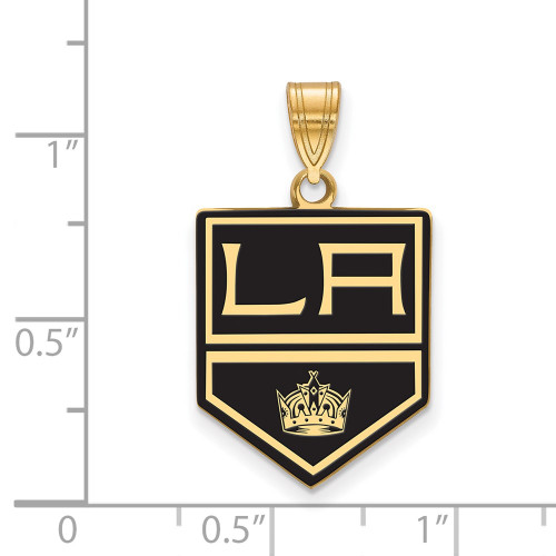 Gold Plated Sterling Silver NHL Los Angeles Kings Large Enamel LogoArt Pendant