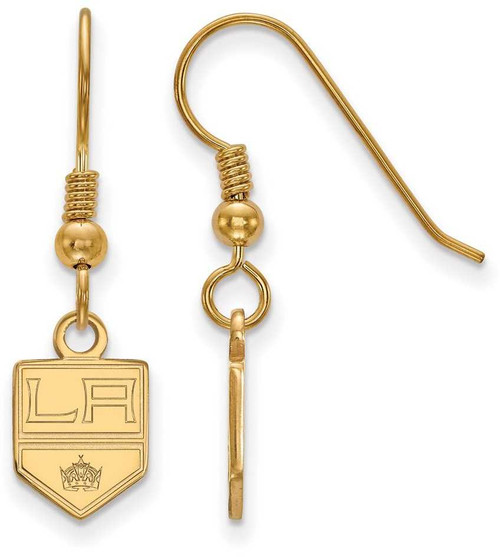 Image of Gold Plated Sterling Silver NHL Los Angeles Kings XSmall Dangle LogoArt Earrings