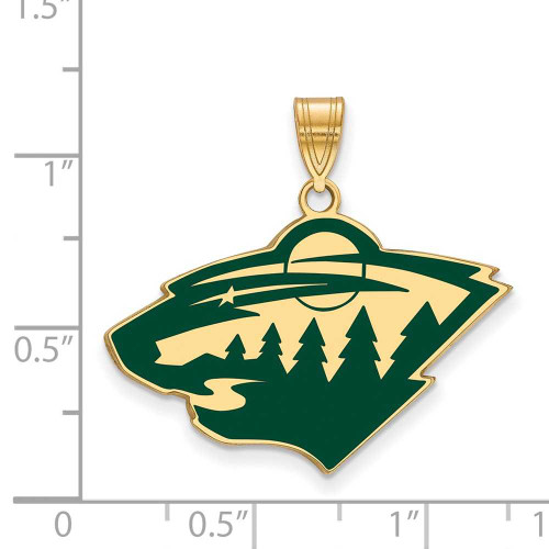 Image of Gold Plated Sterling Silver NHL Minnesota Wild Large Enamel Pendant by LogoArt