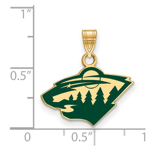 Image of Gold Plated Sterling Silver NHL Minnesota Wild Small Enamel Pendant by LogoArt