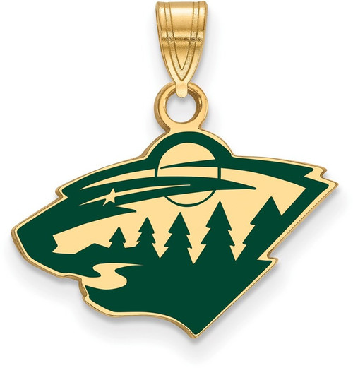 Gold Plated Sterling Silver NHL Minnesota Wild Small Enamel Pendant by LogoArt