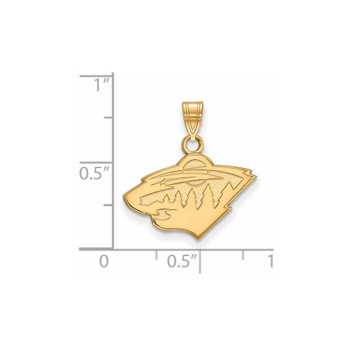 Image of Gold Plated Sterling Silver NHL Minnesota Wild Small Pendant by LogoArt