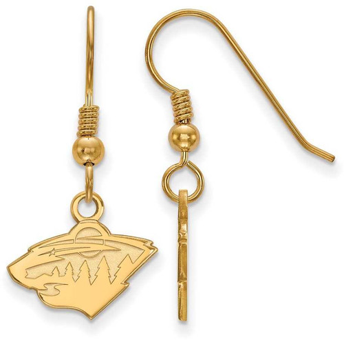 Image of Gold Plated Sterling Silver NHL Minnesota Wild X-Small Dangle LogoArt Earrings