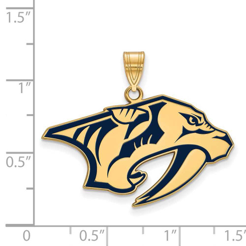 Image of Gold Plated Sterling Silver NHL Nashville Predators Large Enamel LogoArt Pendant