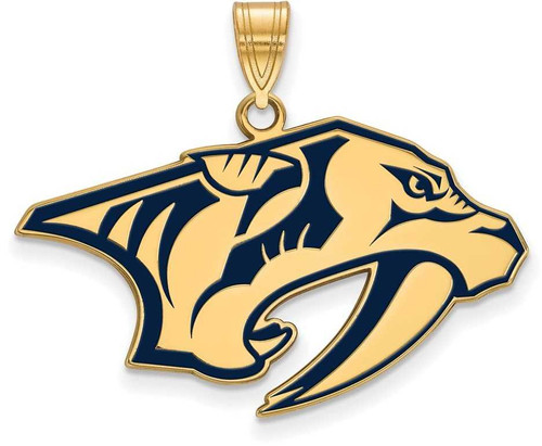 Image of Gold Plated Sterling Silver NHL Nashville Predators Large Enamel LogoArt Pendant