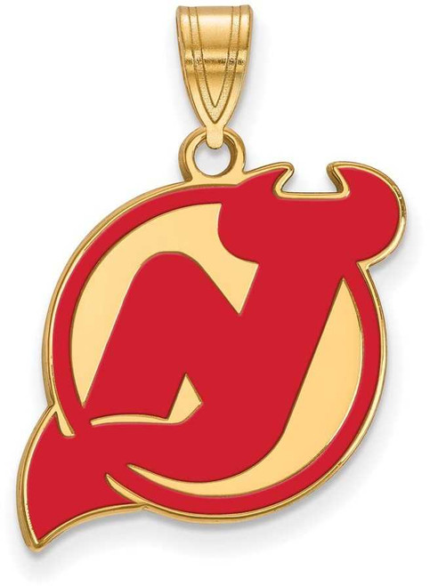 Image of Gold Plated Sterling Silver NHL New Jersey Devils Large Enamel LogoArt Pendant