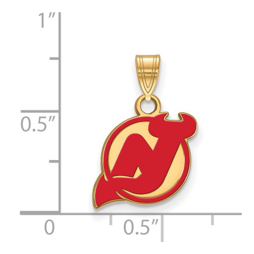 Image of Gold Plated Sterling Silver NHL New Jersey Devils Small Enamel LogoArt Pendant