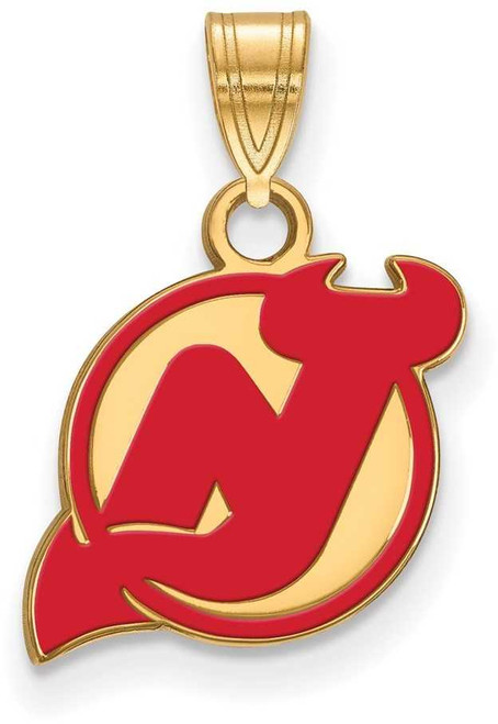 Image of Gold Plated Sterling Silver NHL New Jersey Devils Small Enamel LogoArt Pendant