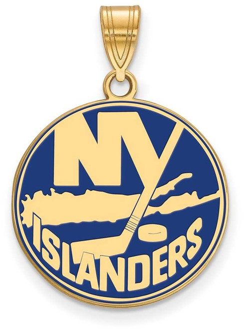 Image of Gold Plated Sterling Silver NHL New York Islanders Large Enamel LogoArt Pendant
