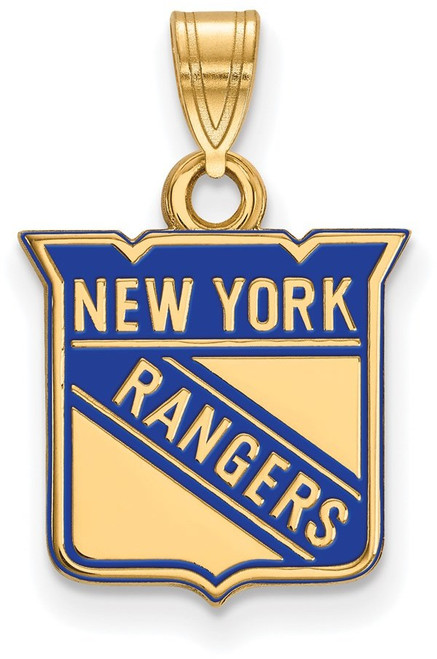Gold Plated Sterling Silver NHL New York Rangers Small Enamel Pendant by LogoArt
